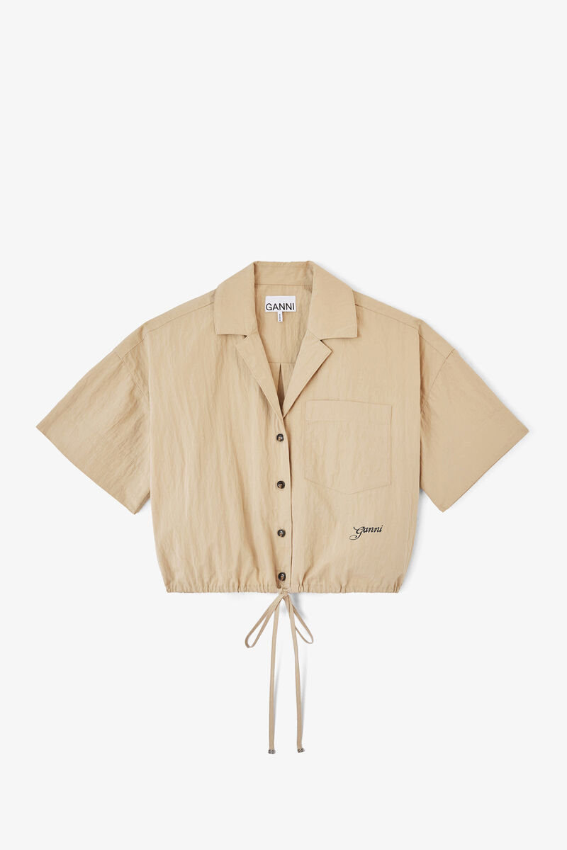 Shirt in Beige Cotton, Organic Cotton, in colour Warm Sand - 2 - GANNI