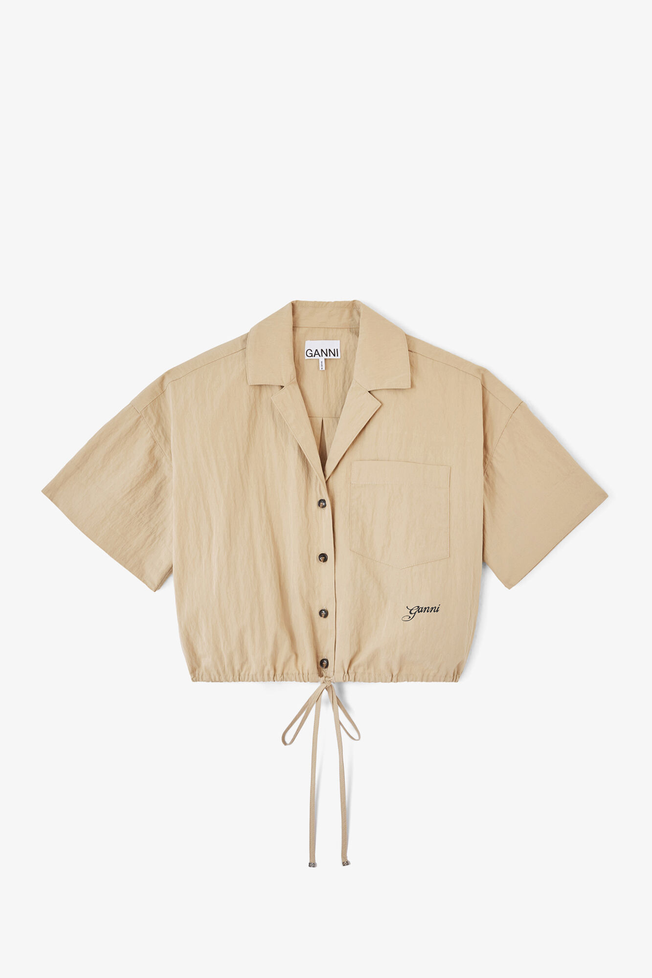 Shirt in Beige Cotton, Organic Cotton, in colour Warm Sand - 2 - GANNI