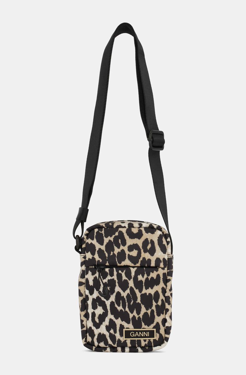 Mini Festival Bag , Recycled Polyester, in colour Leopard - 1 - GANNI