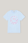 Smiley Tee, Cotton, in colour Placid Blue - 1 - GANNI