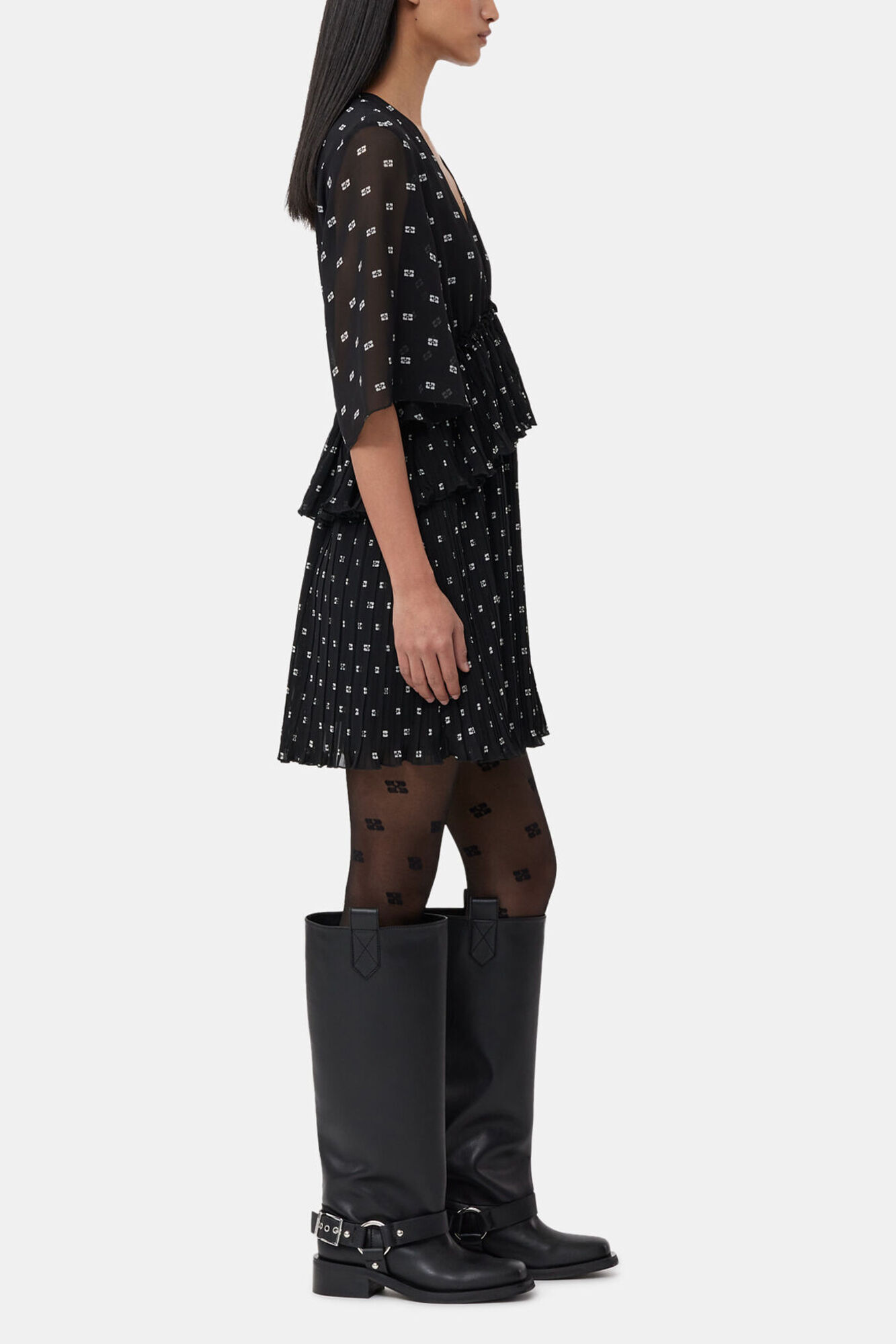 Black Butterfly Lace Tights | GANNI US