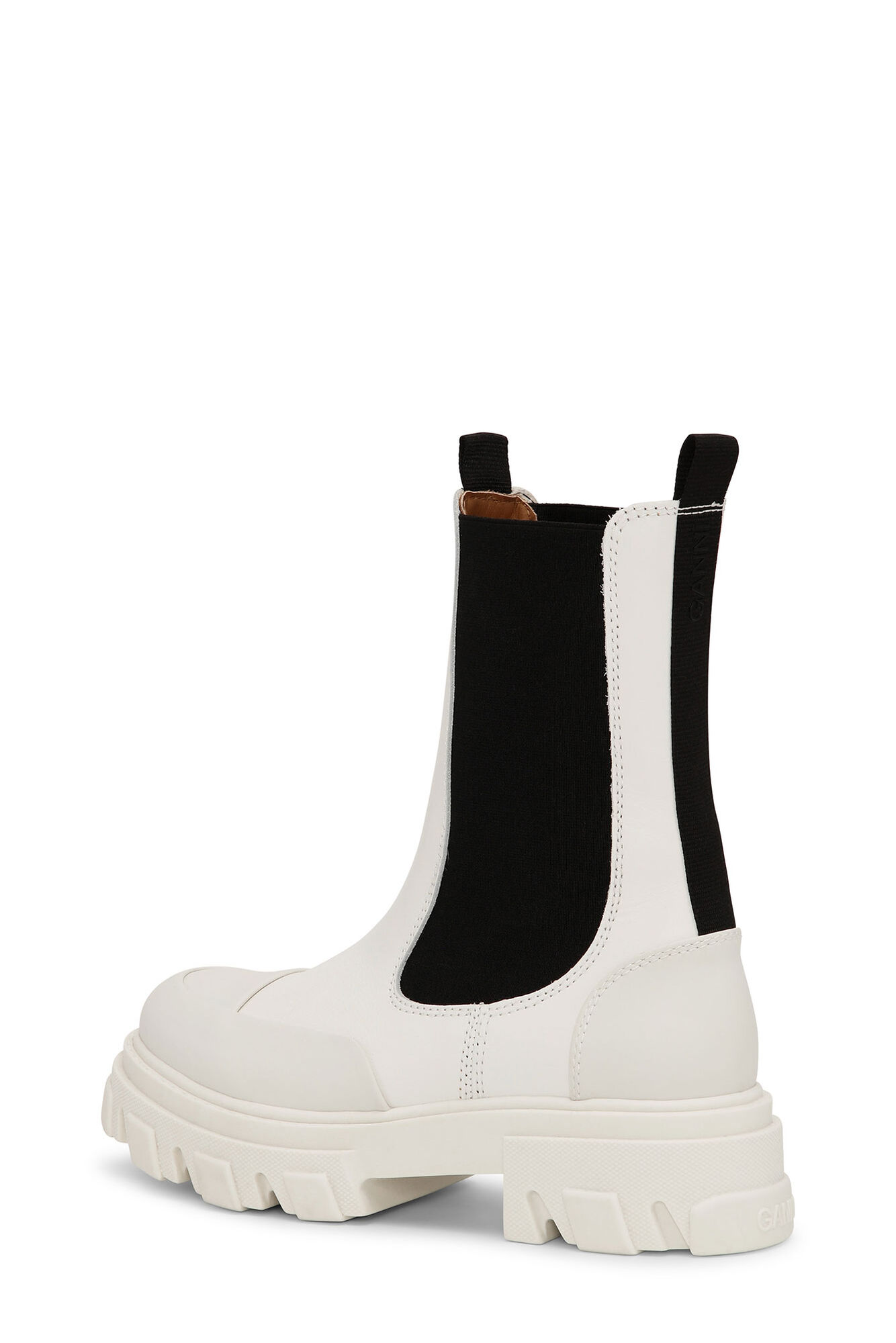 White Cleated Mid Chelsea Støvler, Calf Leather, in colour Egret - 2 - GANNI