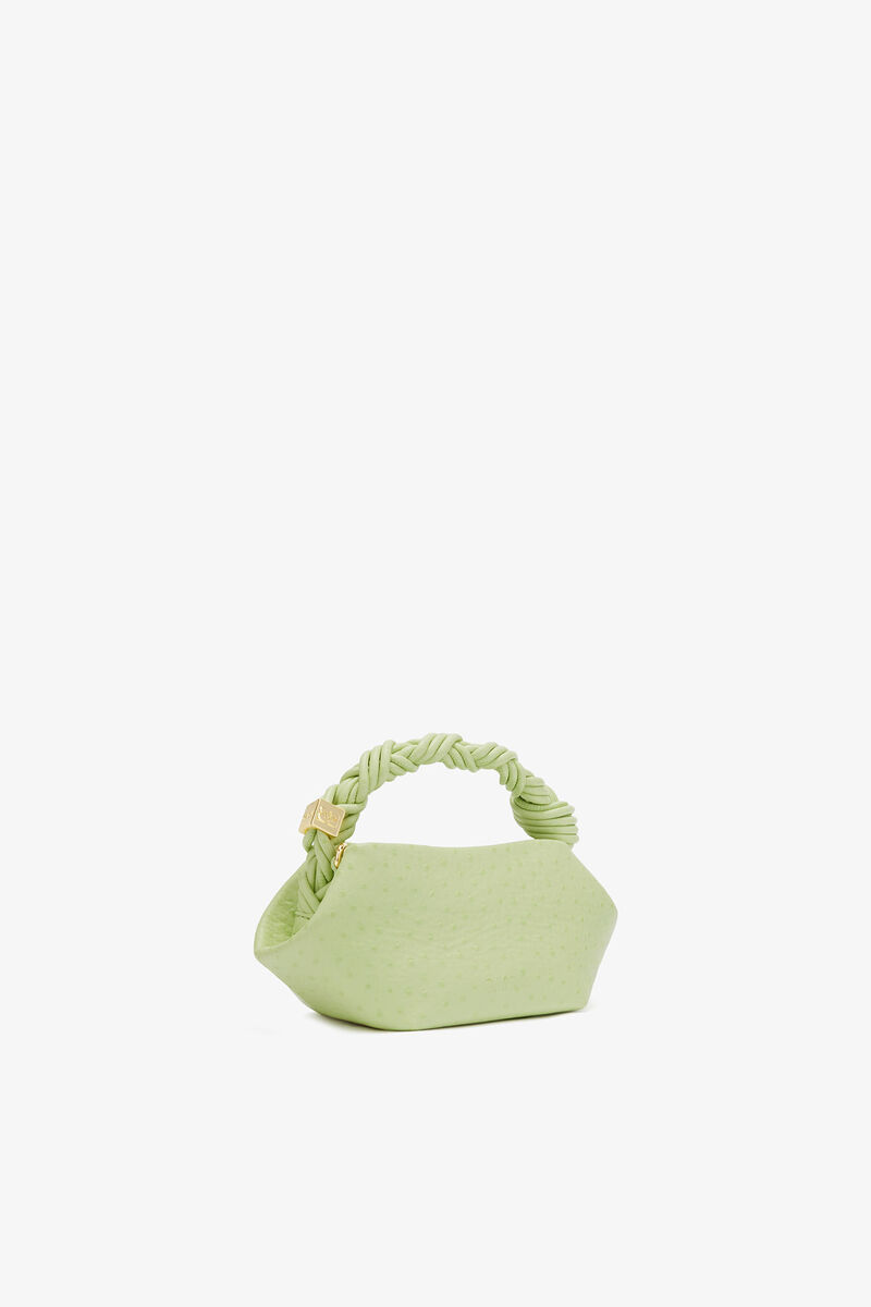 Mini Bou Bag in Green Ostrich, Recycled Polyester, in colour Lily Green - 2 - GANNI