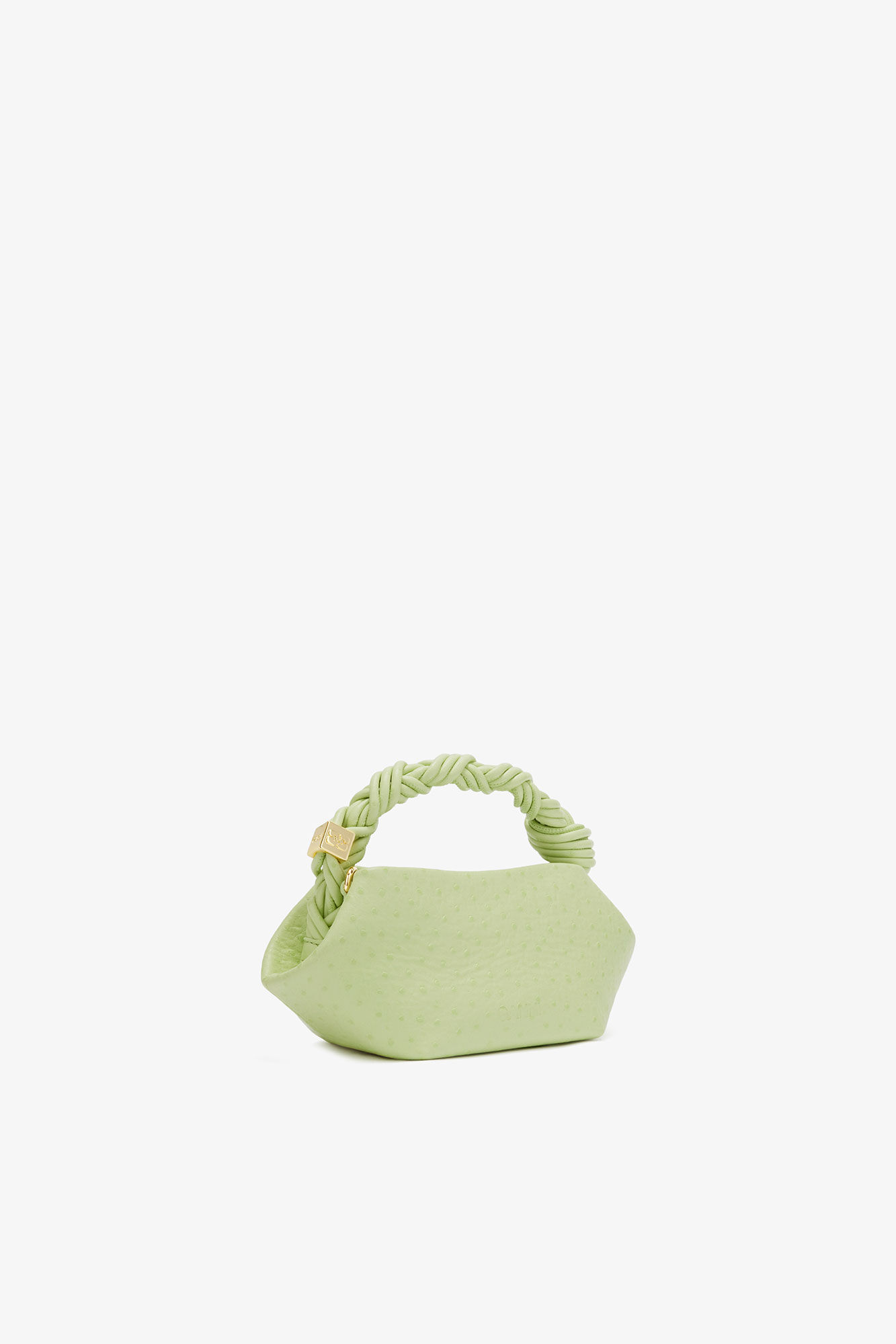 Mini Bou Bag in Green Ostrich, Recycled Polyester, in colour Lily Green - 2 - GANNI