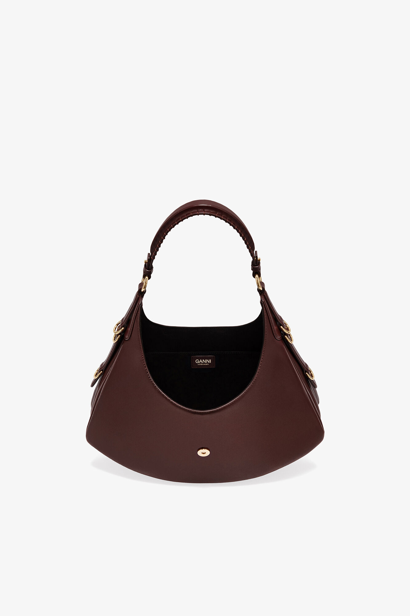 Brown Small Kat Bag, Recycled Leather, in colour Chicory Coffee - 3 - GANNI