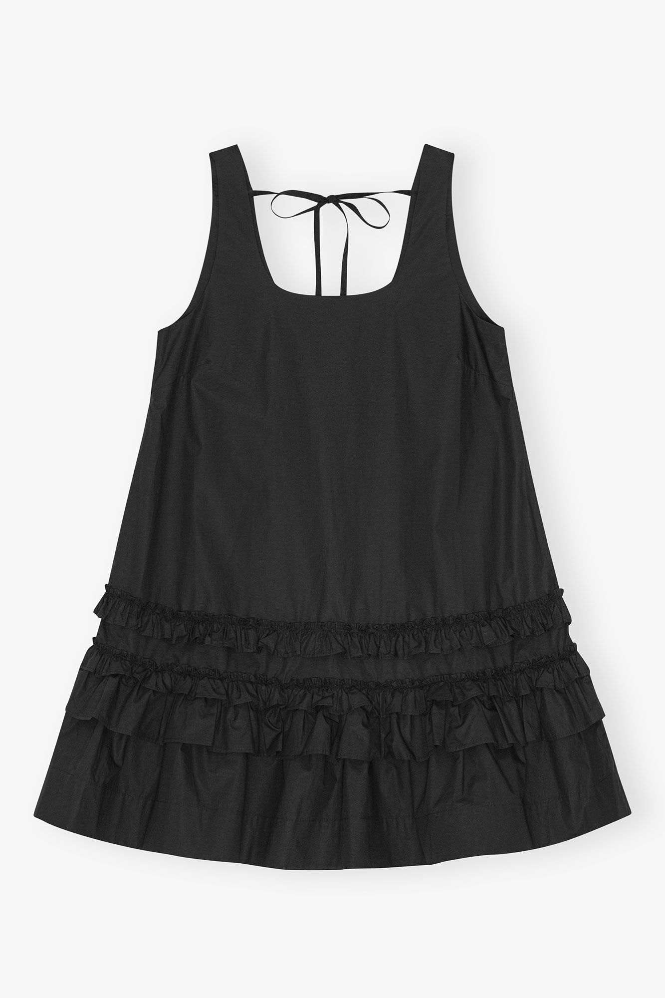 Schwarzes Minikleid aus Baumwollpopeline, Cotton, in colour Black - 1 - GANNI