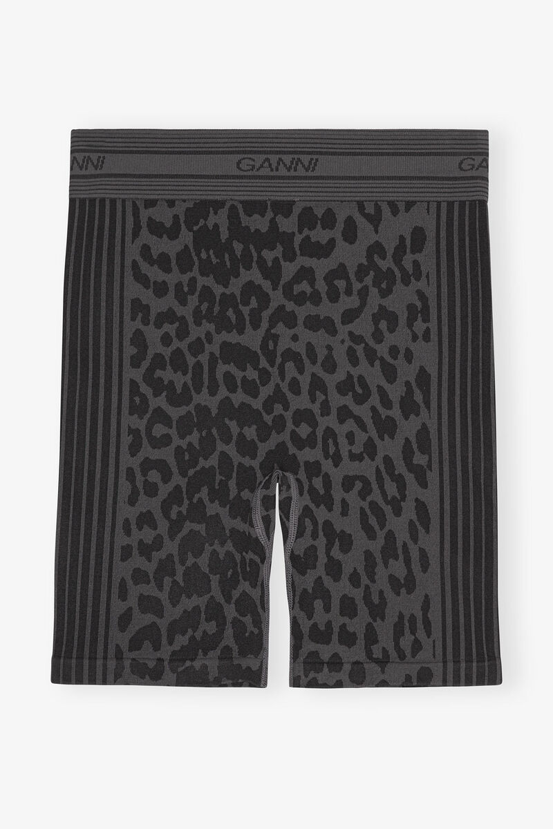 Sömlösa jacquard-shorts, Polyester, in colour Black - 2 - GANNI