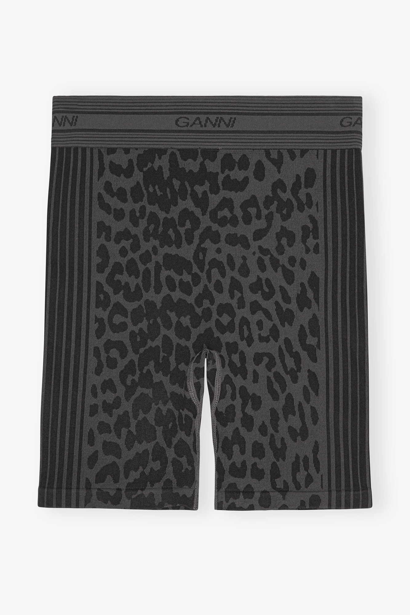 Sömlösa jacquard-shorts, Polyester, in colour Black - 2 - GANNI