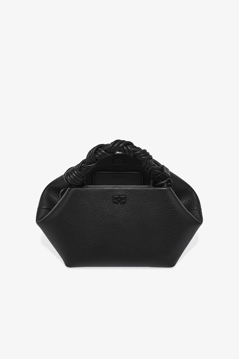 Black Grained Small GANNI Bou Bag, Polyurethane, in colour Black - 3 - GANNI
