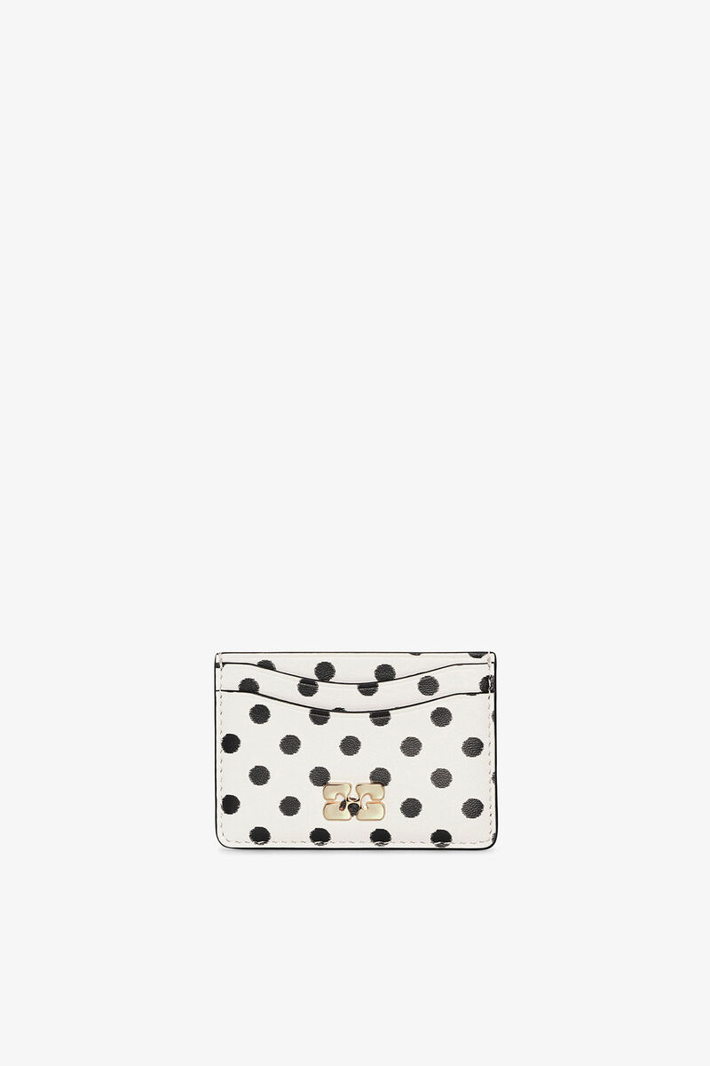 Polka-Dot GANNI Bou Card Holder, Polyester, in colour Egret - 1 - GANNI