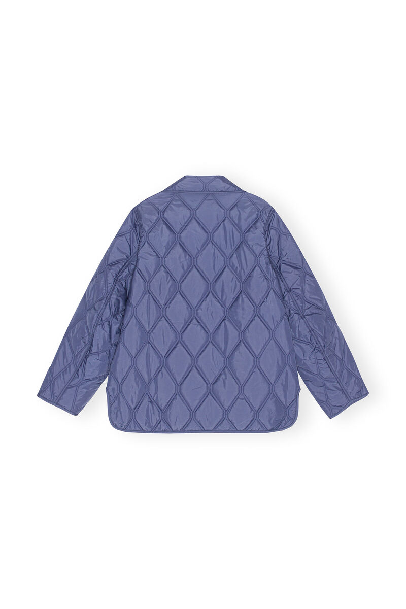 Ripstop Quilt Asymmetric Jacket, in colour Gray Blue - 2 - GANNI