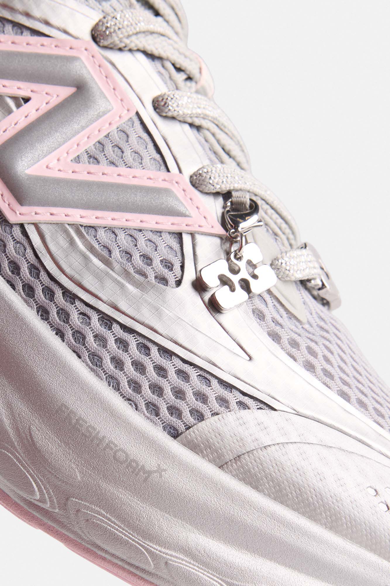 GANNI x New Balance Silver and Pink FFT Trainers, Recycled Polyester, in colour Silver Pink - 2 - GANNI