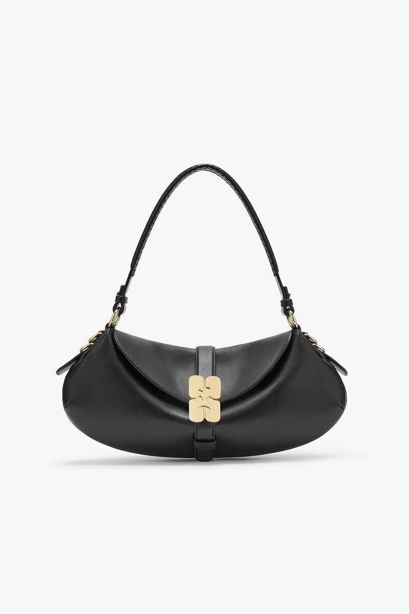 Schwarze B-Kat-Tasche, Recycled Leather, in colour Jet Black - 1 - GANNI