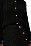 Cable Cardigan, Merino Wool, in colour Black - 6 - GANNI