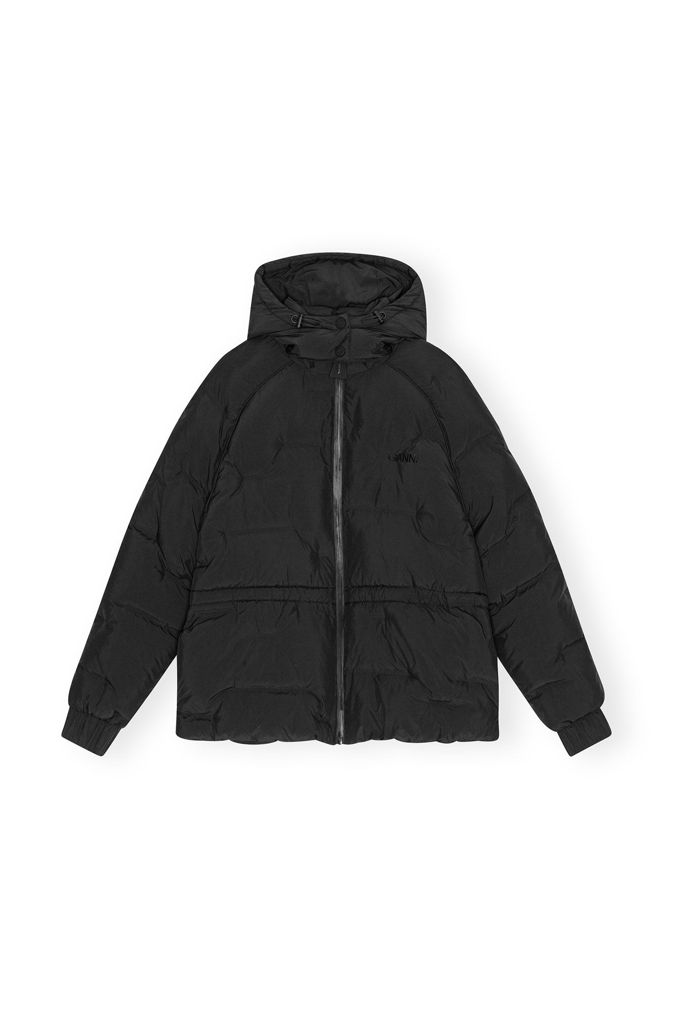 Black Short Puffer Raglan Jacket