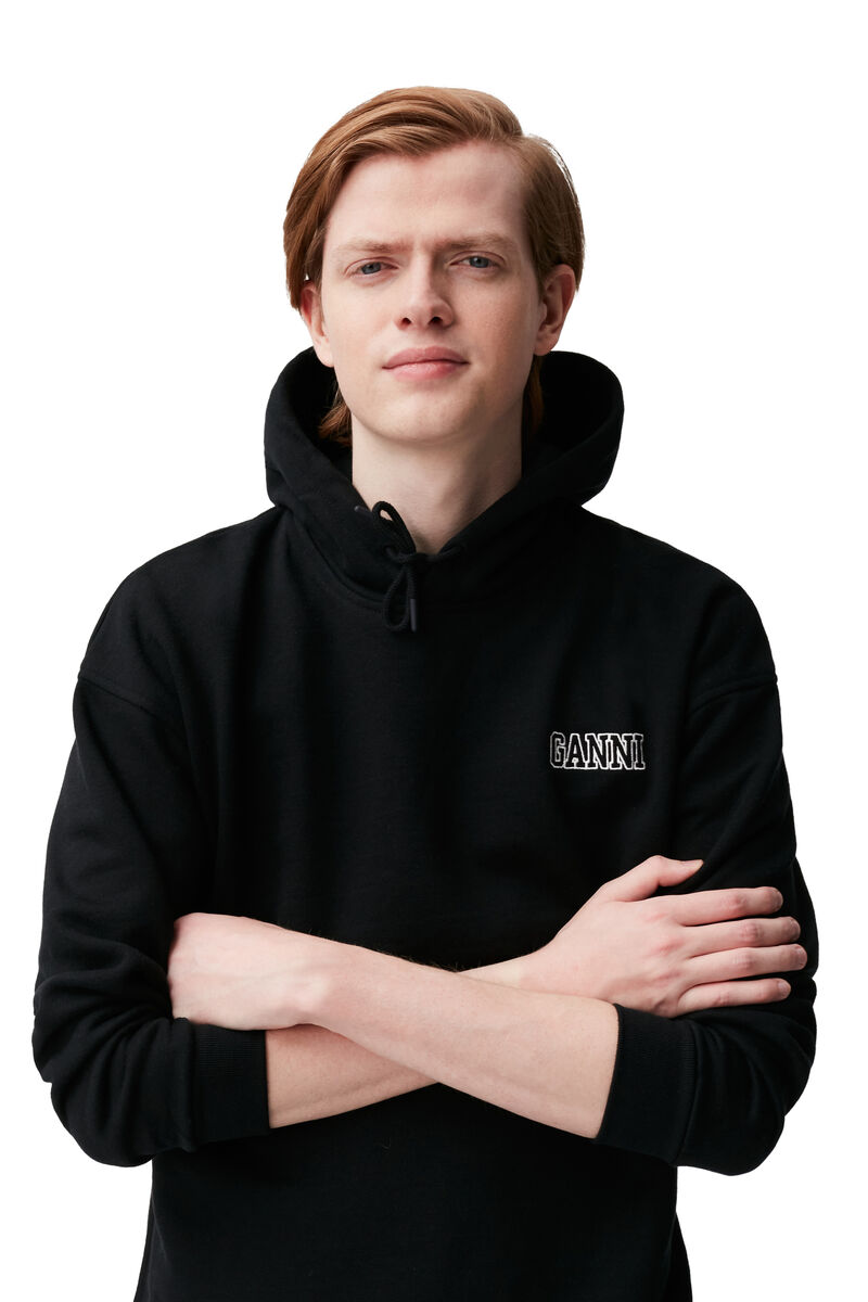 Oversized Hooded Sweatshirt, Cotton, in colour Black - 3 - GANNI