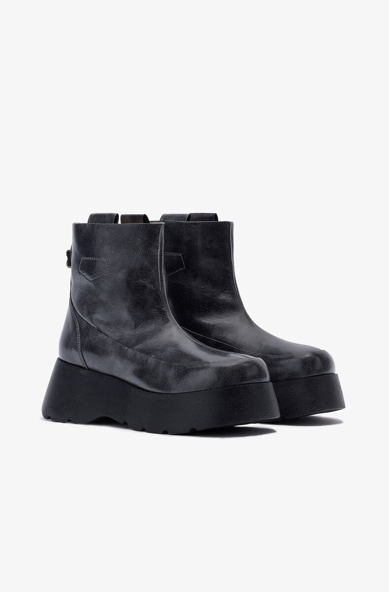 Kat Low Boots in Dark Grey, Lyocell, in colour Ebony - 2 - GANNI