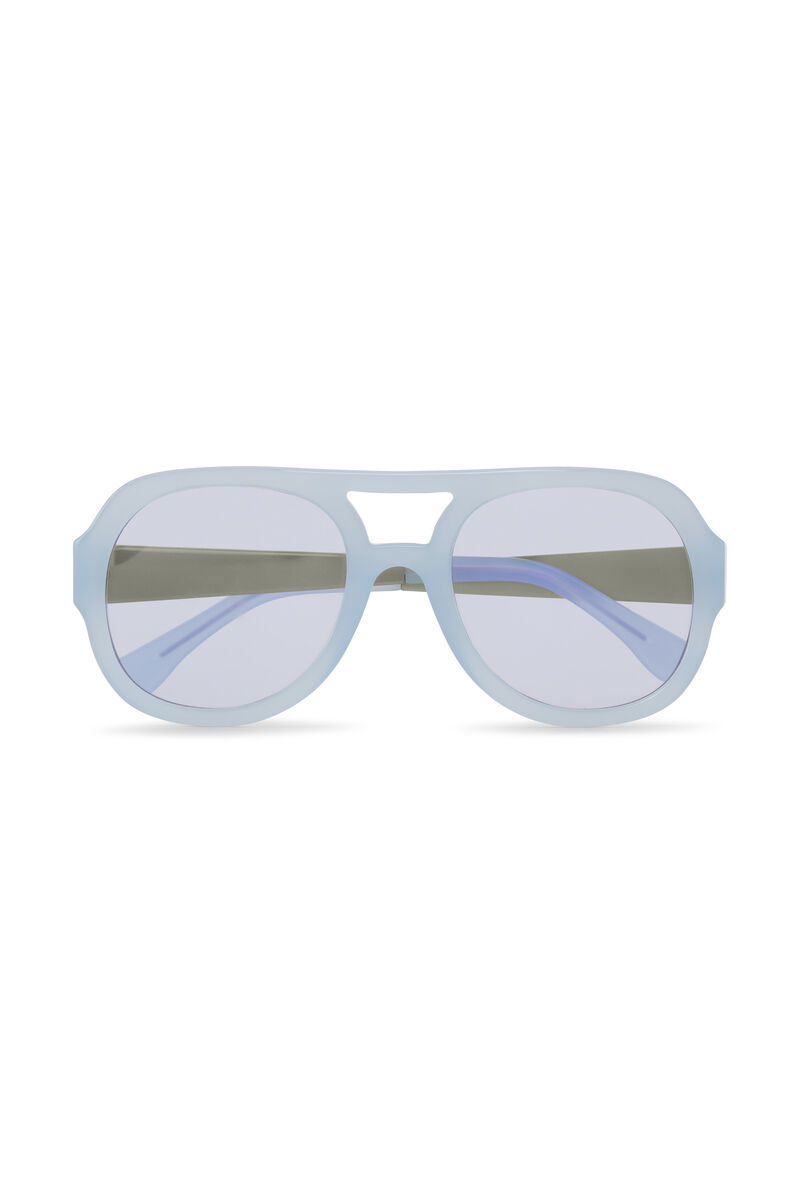 Biodegradable Acetate Chunky Retro Aviator Sunglasses, Biodegradable Acetate, in colour Heather - 1 - GANNI