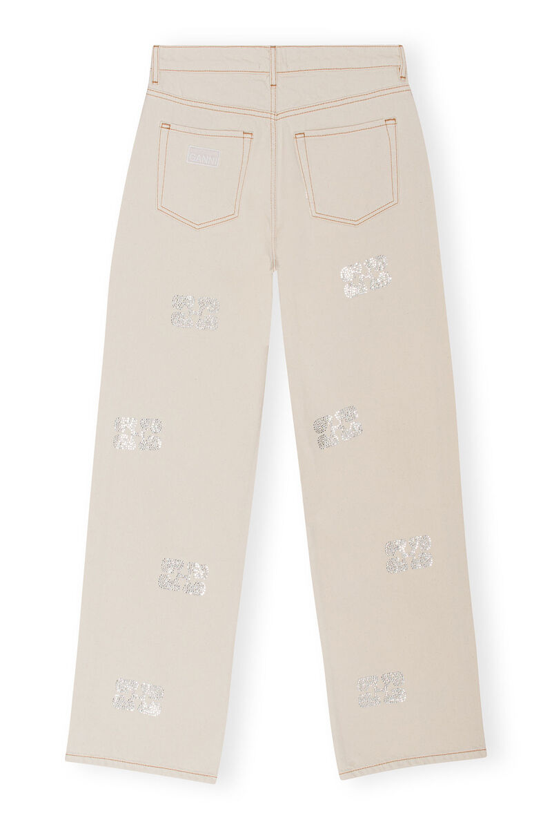 Sparkle Izey Jeans , Cotton, in colour Vanilla Ice - 2 - GANNI