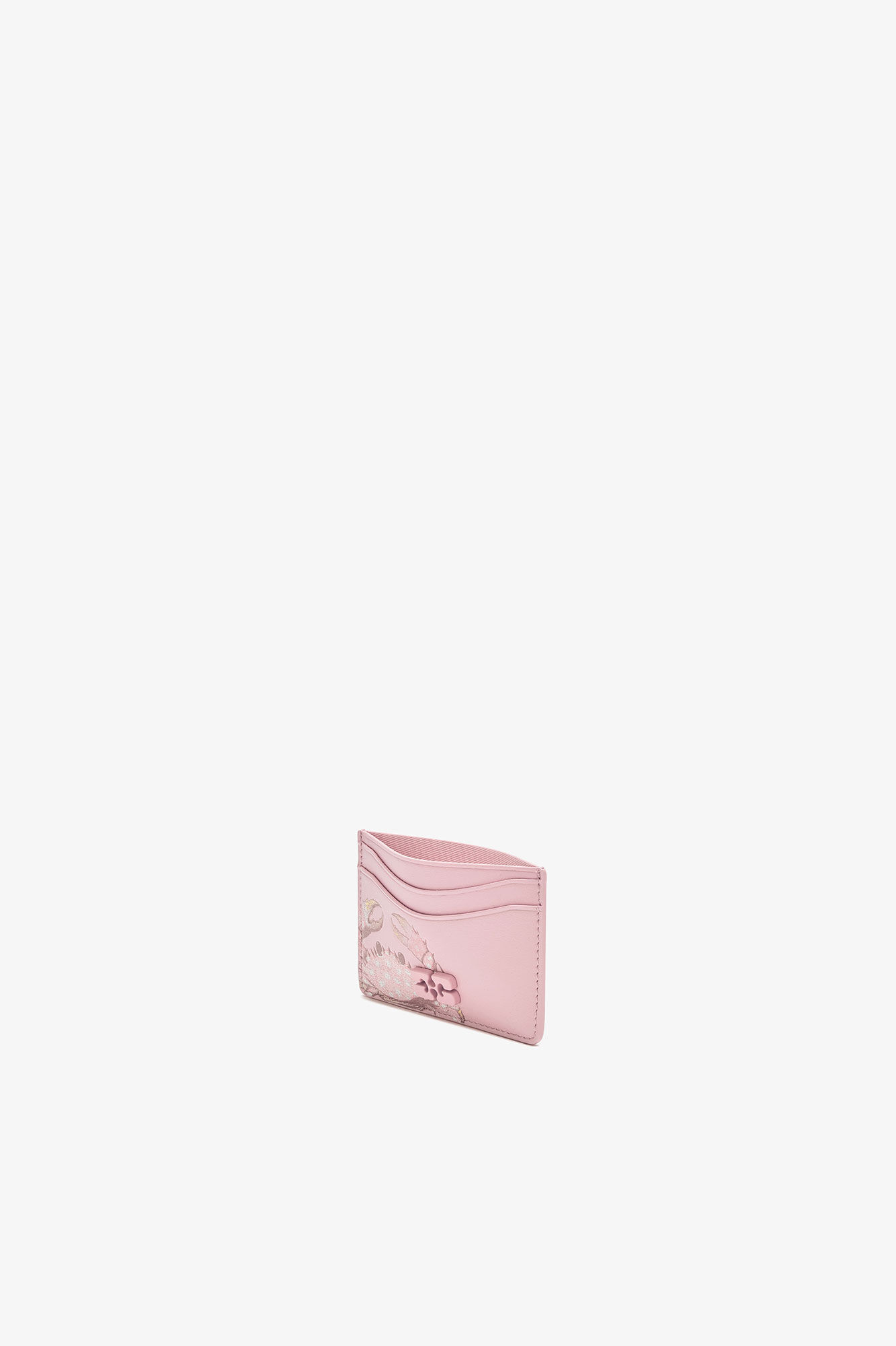 Bou Card Holder in Pink, Recycled Leather, in colour Pink Nectar - 3 - GANNI