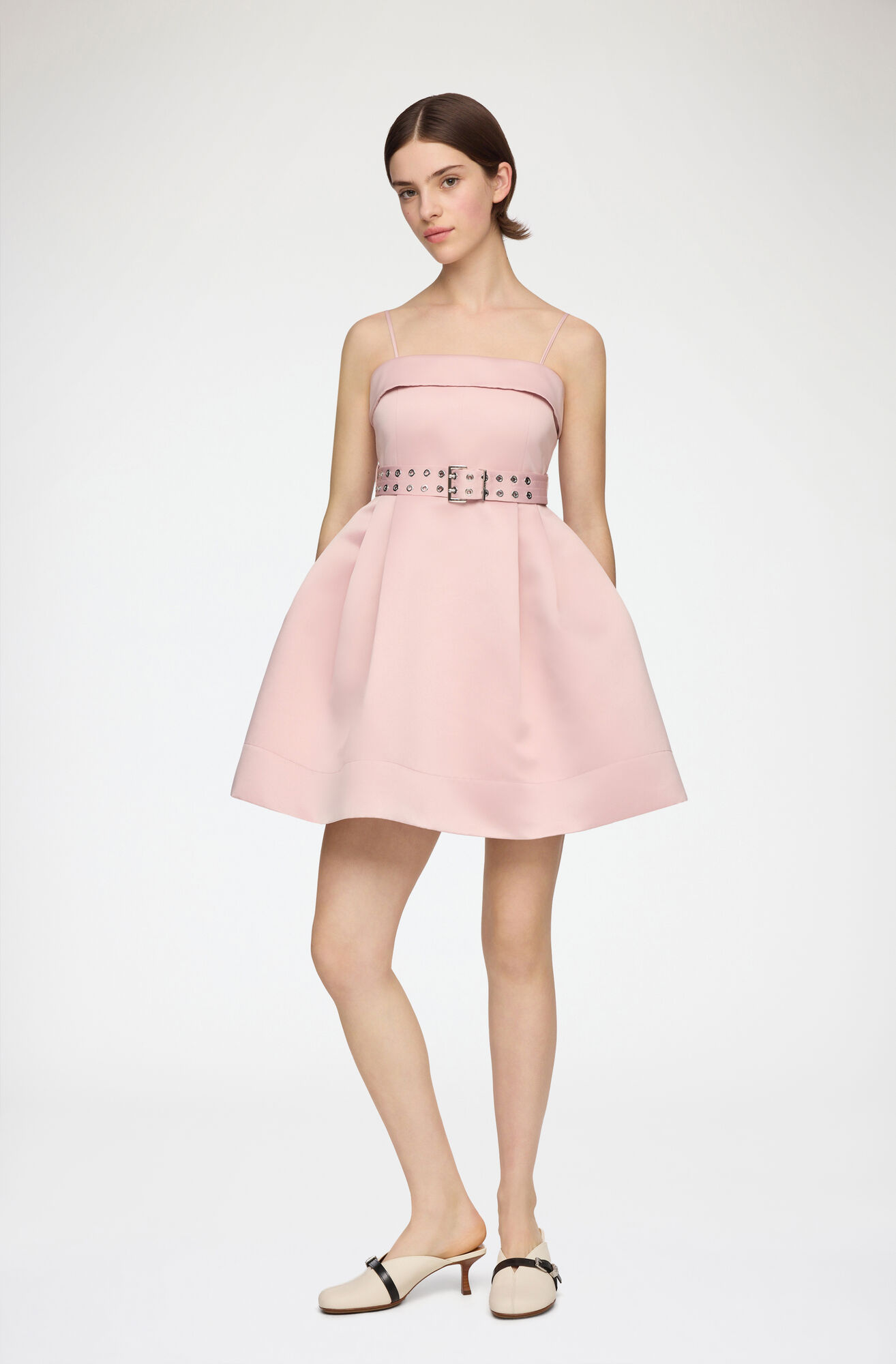 Dress in Pink Satin, Recycled Polyester, in colour Potpourri - 1 - GANNI