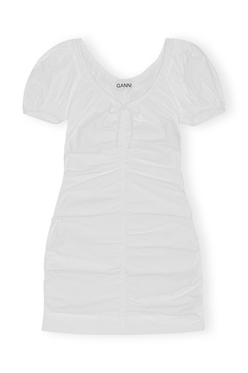 Cotton Poplin Mini Dress, Cotton, in colour Bright White - 1 - GANNI