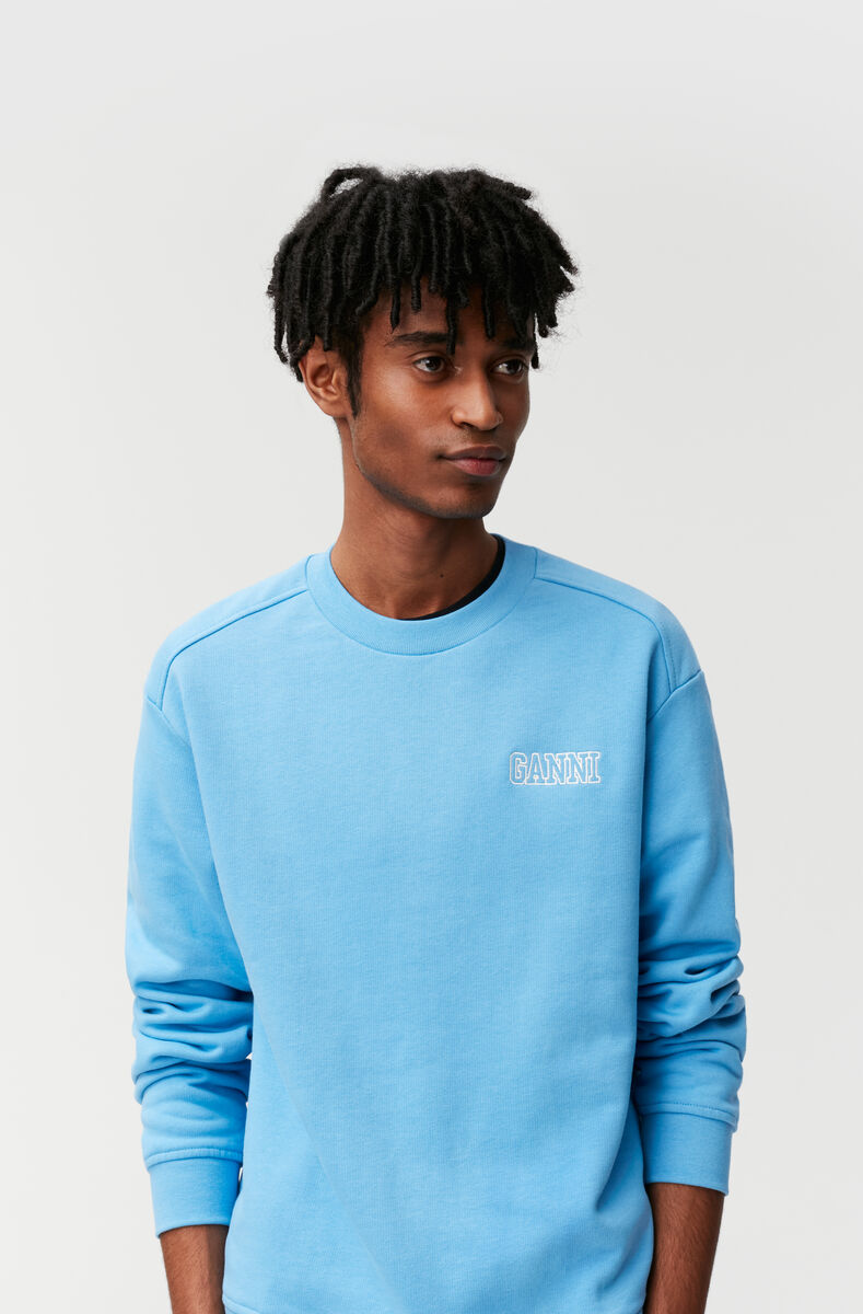 Pullover Sweatshirt, Cotton, in colour Azure Blue - 4 - GANNI