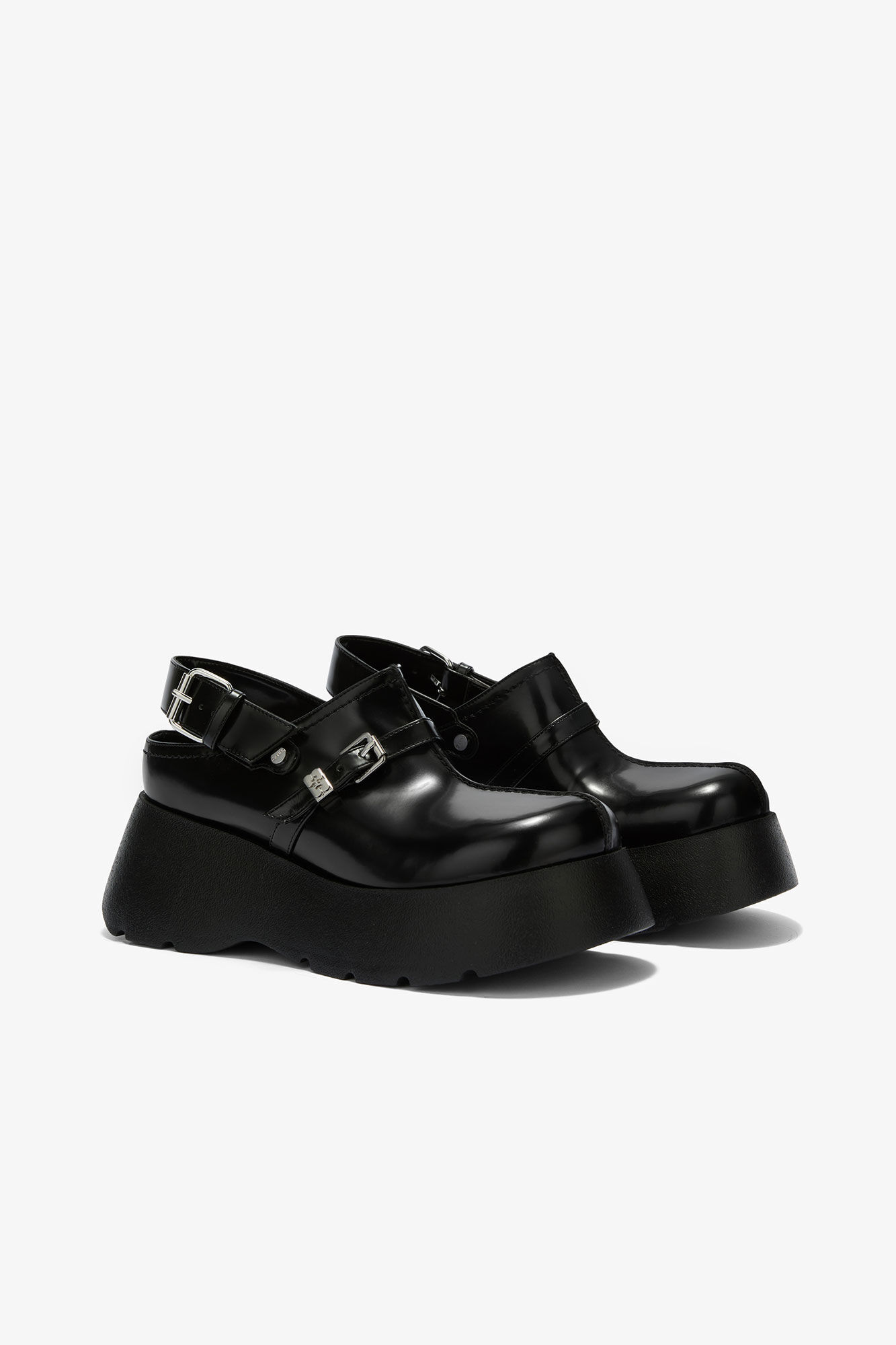 Platform Clogs in Black Oleatex, Polyurethane, in colour Black - 2 - GANNI