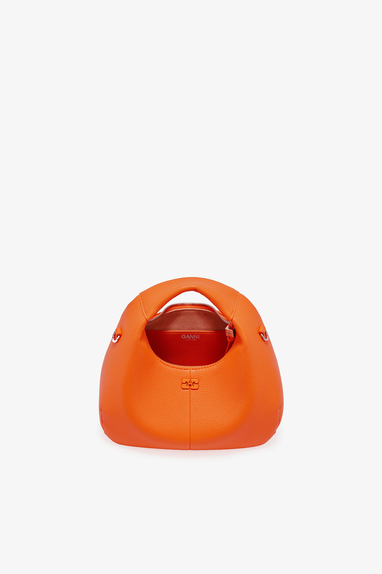 Orange Mini Hobo Bag, Recycled Polyester, in colour Russet Orange - 9 - GANNI