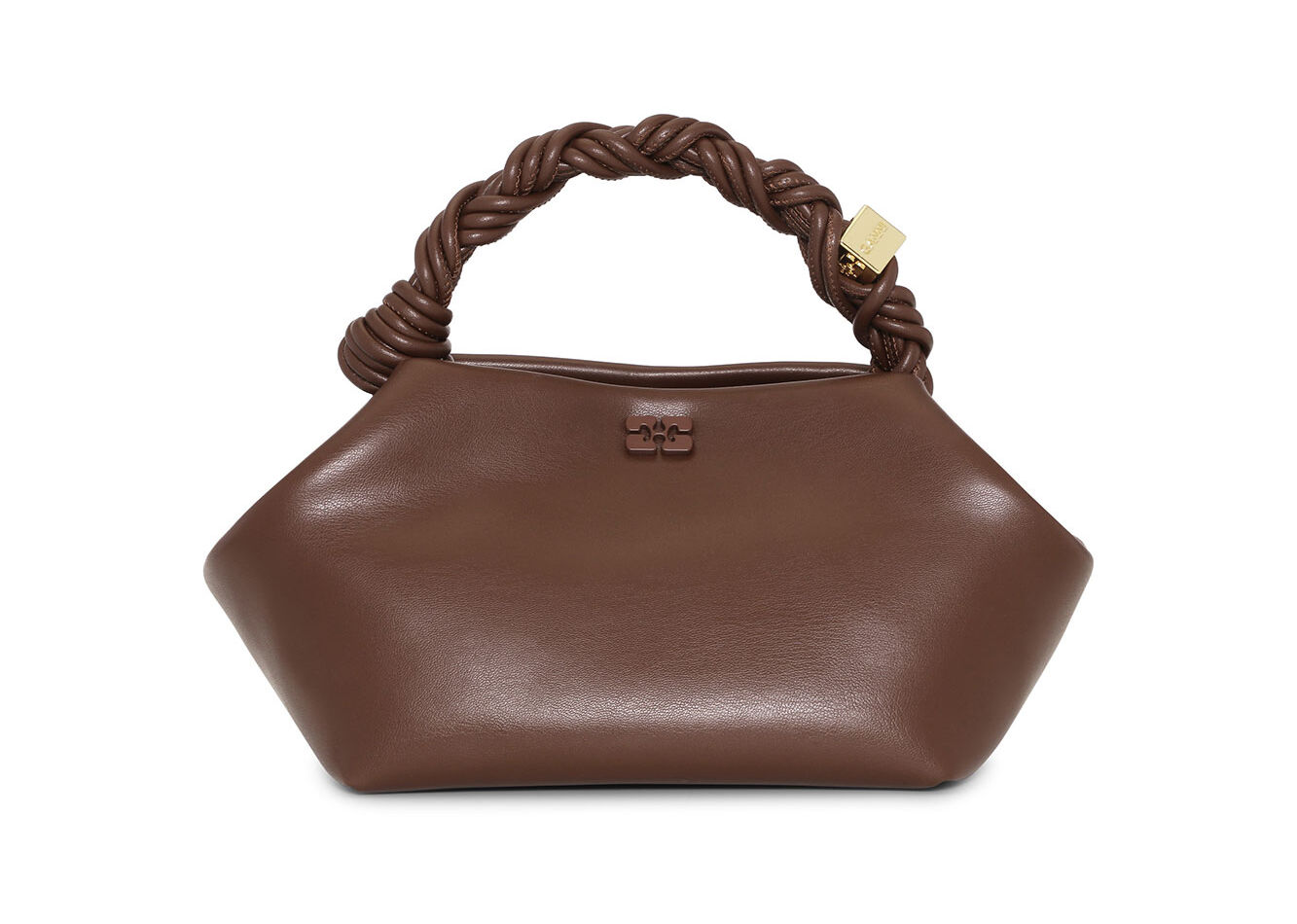 Brown Small GANNI Bou Bag, Polyester, in colour Chocolate Fondant - 1 - GANNI