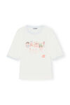 Logo T-shirt, Cotton, in colour Egret - 1 - GANNI