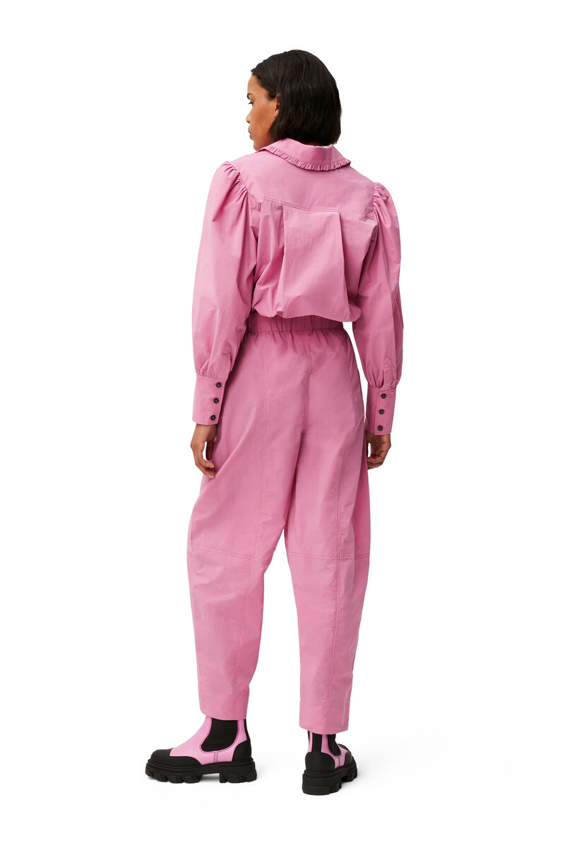 Cotton Puff Sleeve Shirt, Cotton, in colour Cyclamen - 6 - GANNI