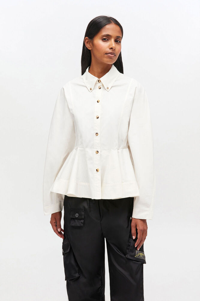 Ivory Peplum Shirt, Egret