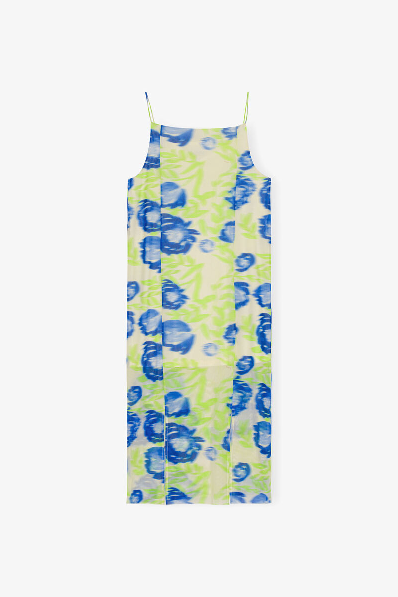 Printed Mesh Slip Dress, Recycled Nylon, in colour Strong Blue - 2 - GANNI