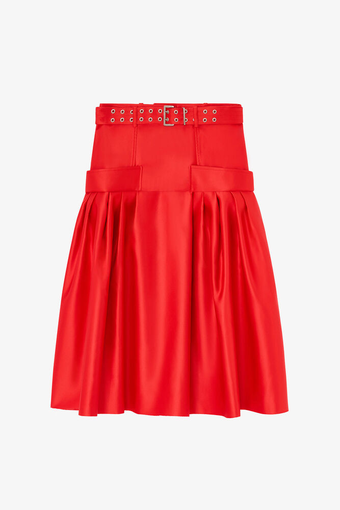 Skirt in Duchesse Satin, Goji Berry