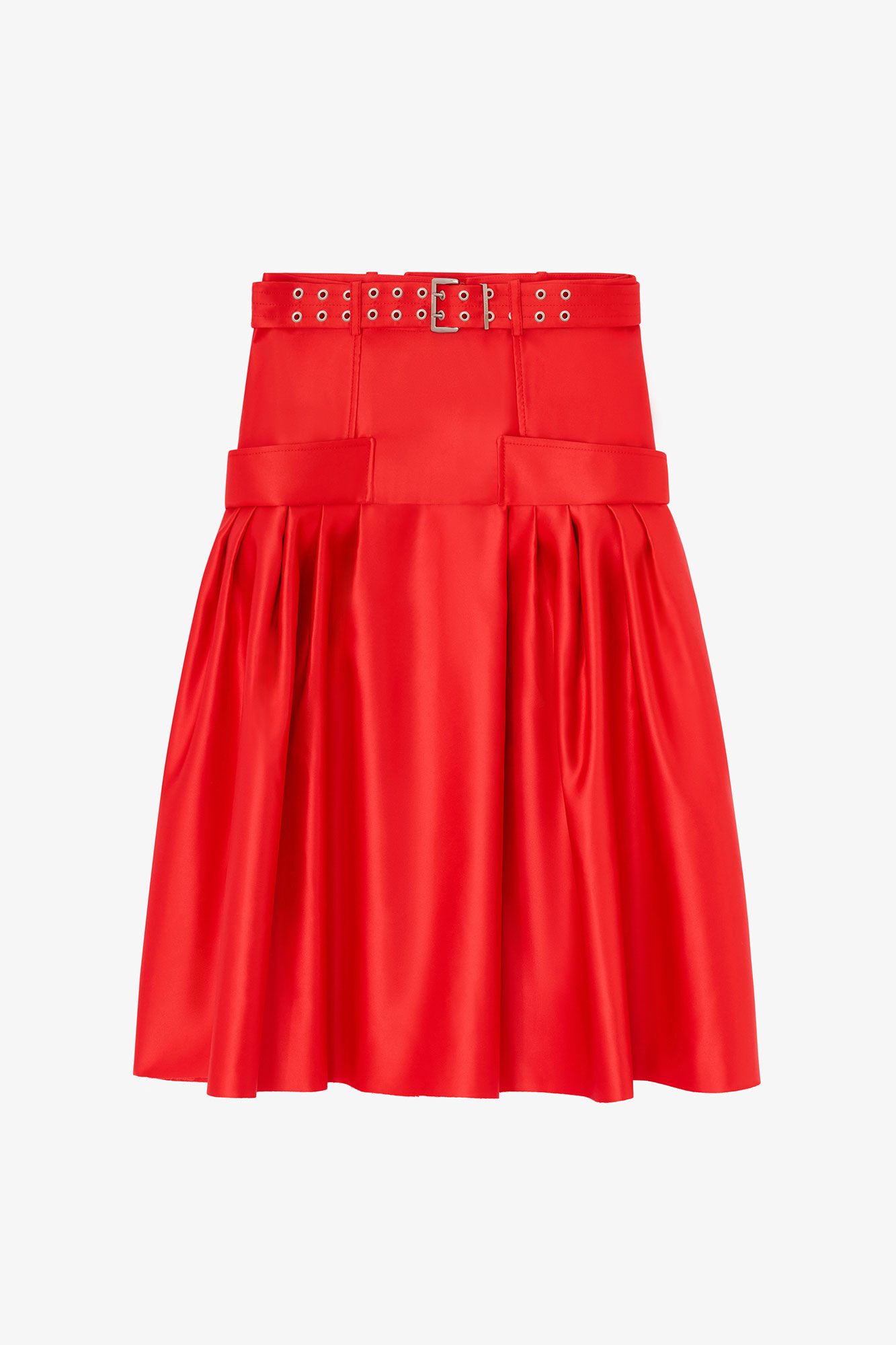 Skirt in Duchesse Satin, Recycled Polyester, in colour Goji Berry - 1 - GANNI