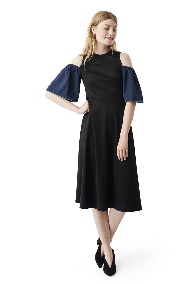 Rogers Maxi Dress, in colour Black/Total Eclipse - 1 - GANNI