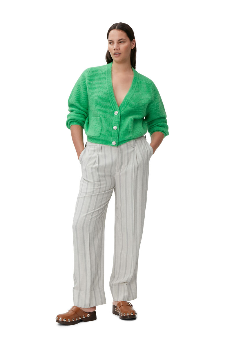 Plisserte dressbukser, LENZING™ ECOVERO™, in colour Phantom Stripe - 3 - GANNI