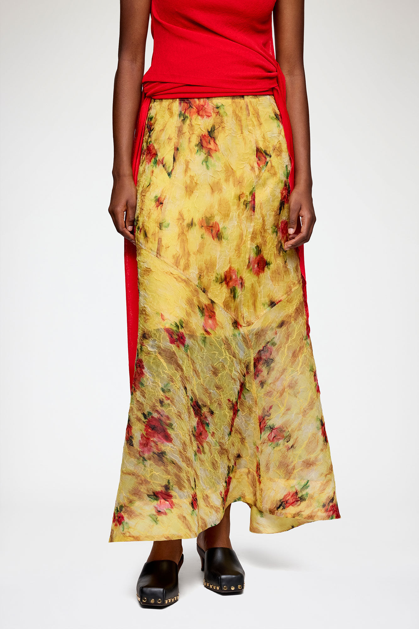 Skirt in Printed Shibori Organza, Recycled Polyester, in colour Aurora - 2 - GANNI