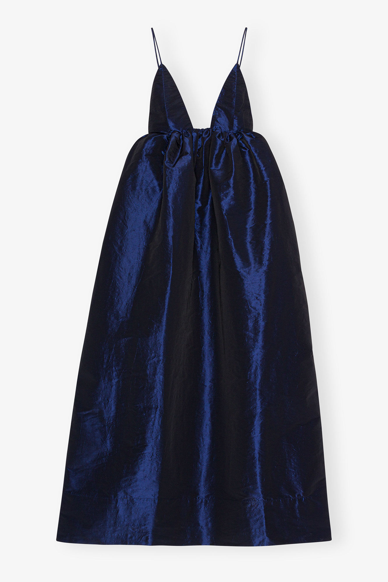 Blau glänzendes Taft-Trägerkleid, Polyester, in colour Sodalite Blue - 1 - GANNI