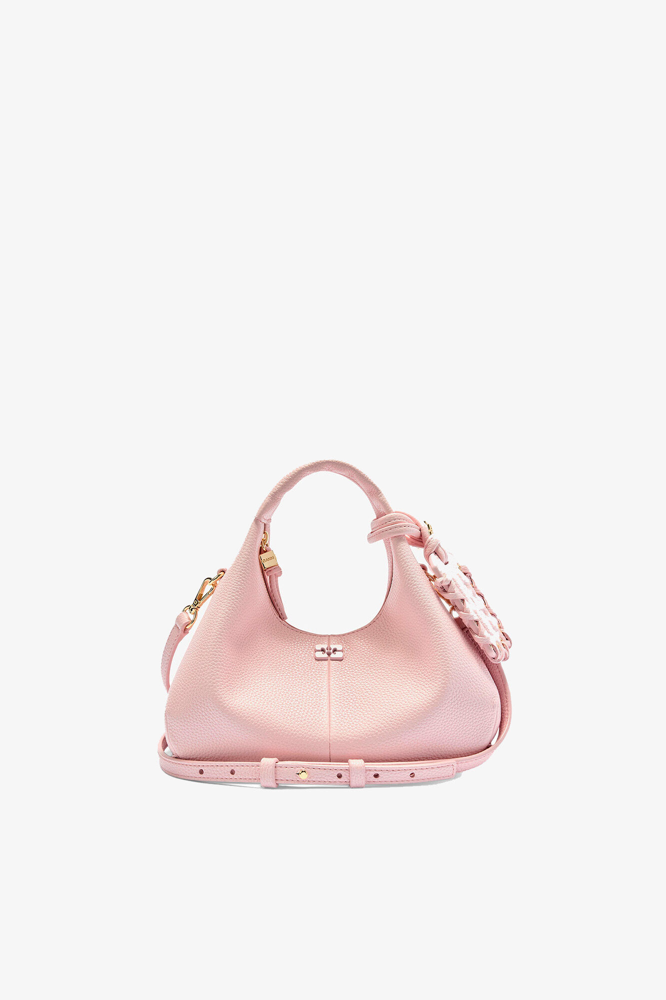Chalk Pink Mini Hobo Bag in Grained Pink | GANNI US