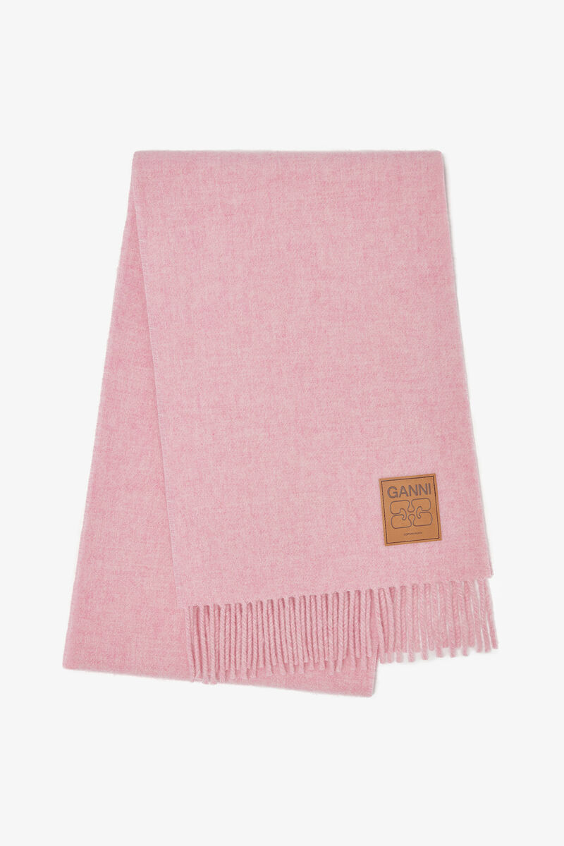Pink Wool Scarf, Wool, in colour Mauve Morn - 1 - GANNI