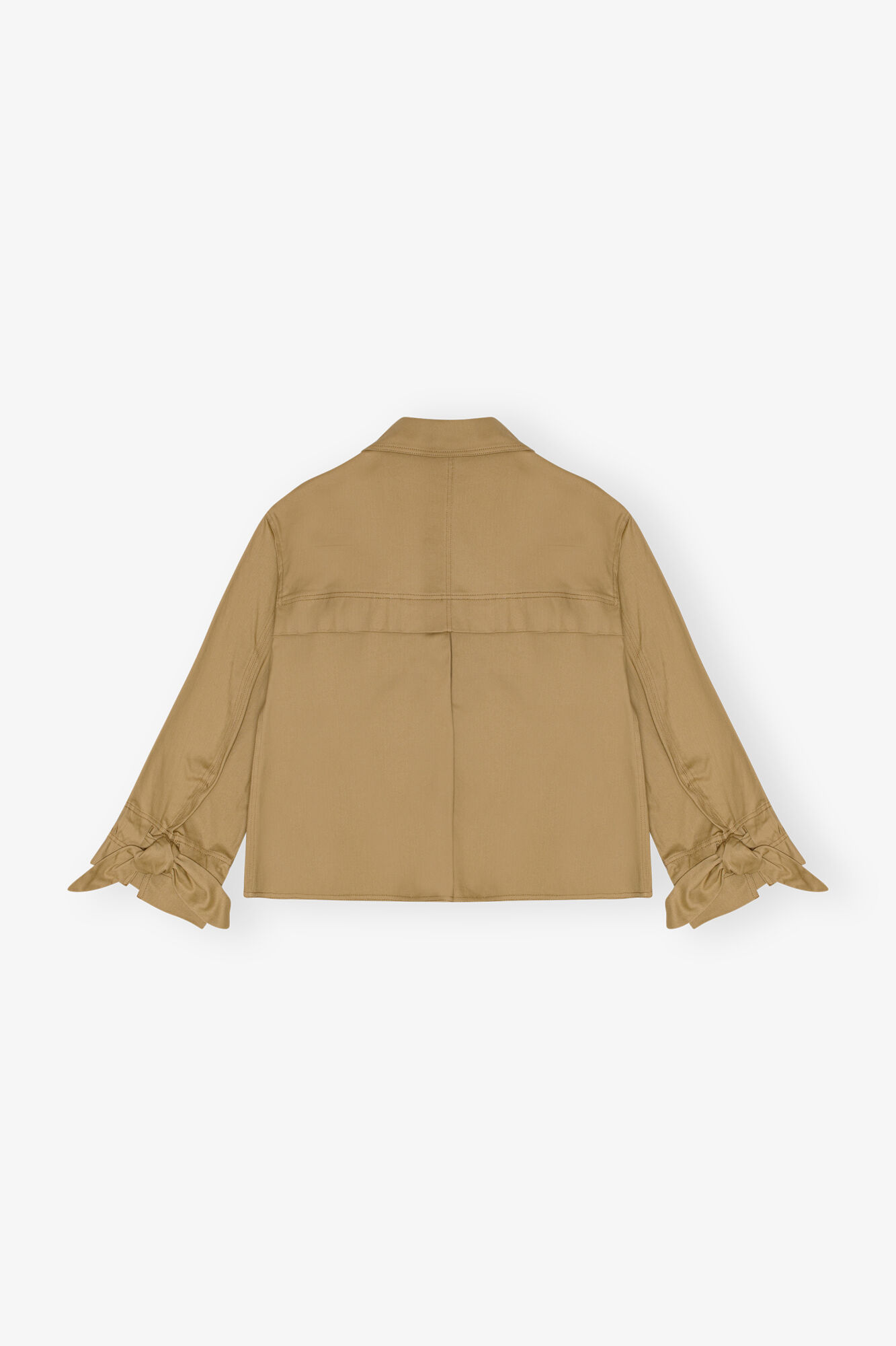 Brown Herringbone Canvas jacka, Elastane, in colour Tiger's Eye - 2 - GANNI