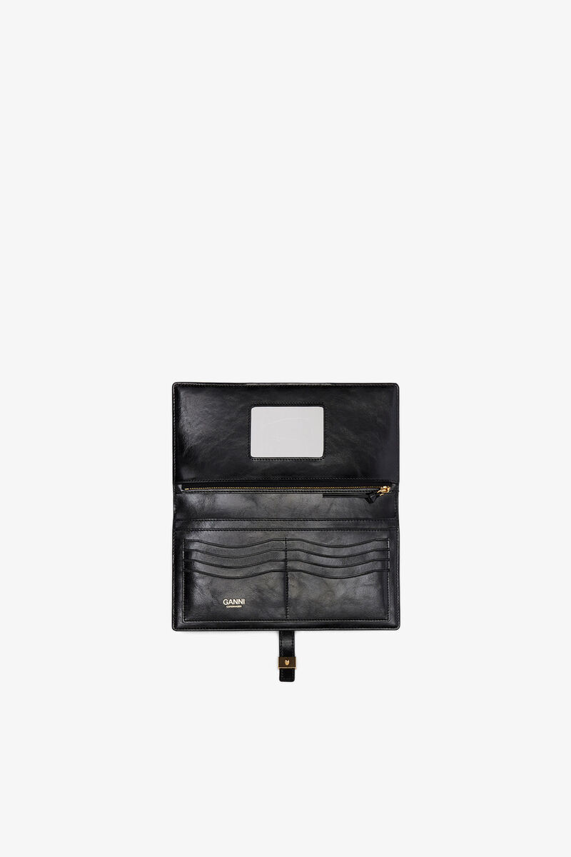 Sue Slim Long Wallet in Black, in colour Black - 3 - GANNI