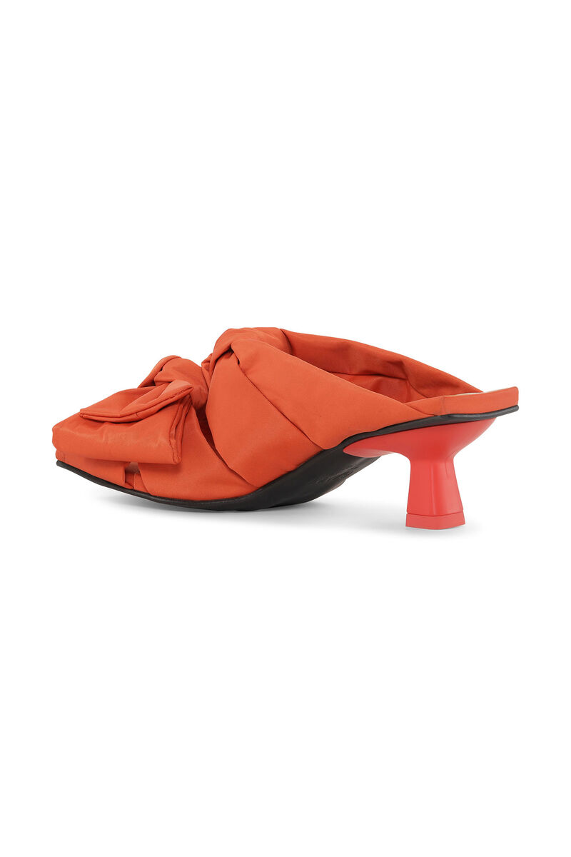 Soft Bow Kitten Heel Sandals, in colour Orangeade - 2 - GANNI