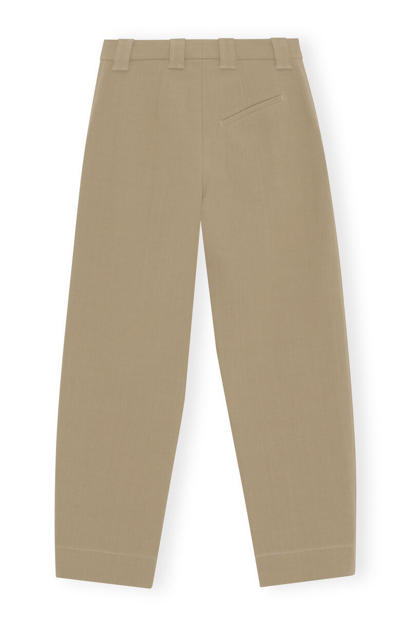 Pantalon de costume en coton, Cotton, in colour Petrified Oak - 2 - GANNI