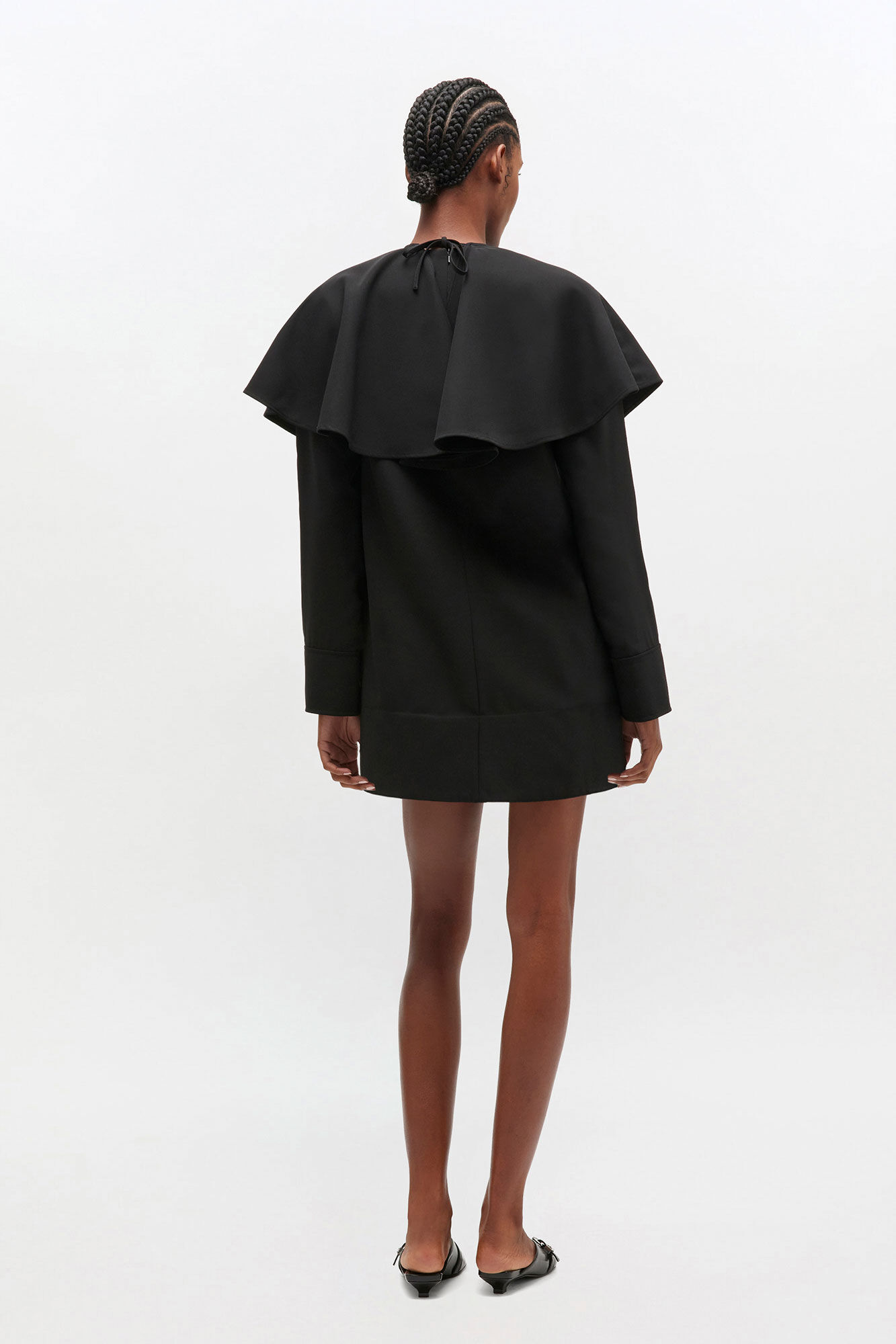 Robe noire à col rond, Recycled Polyester, in colour Black - 2 - GANNI