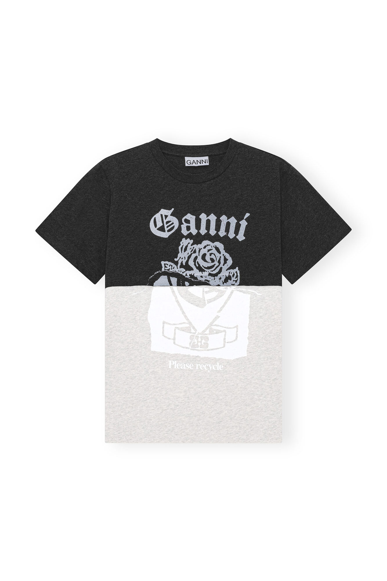 Re-cut Jersey T-shirt, Cotton, in colour Phantom - 1 - GANNI