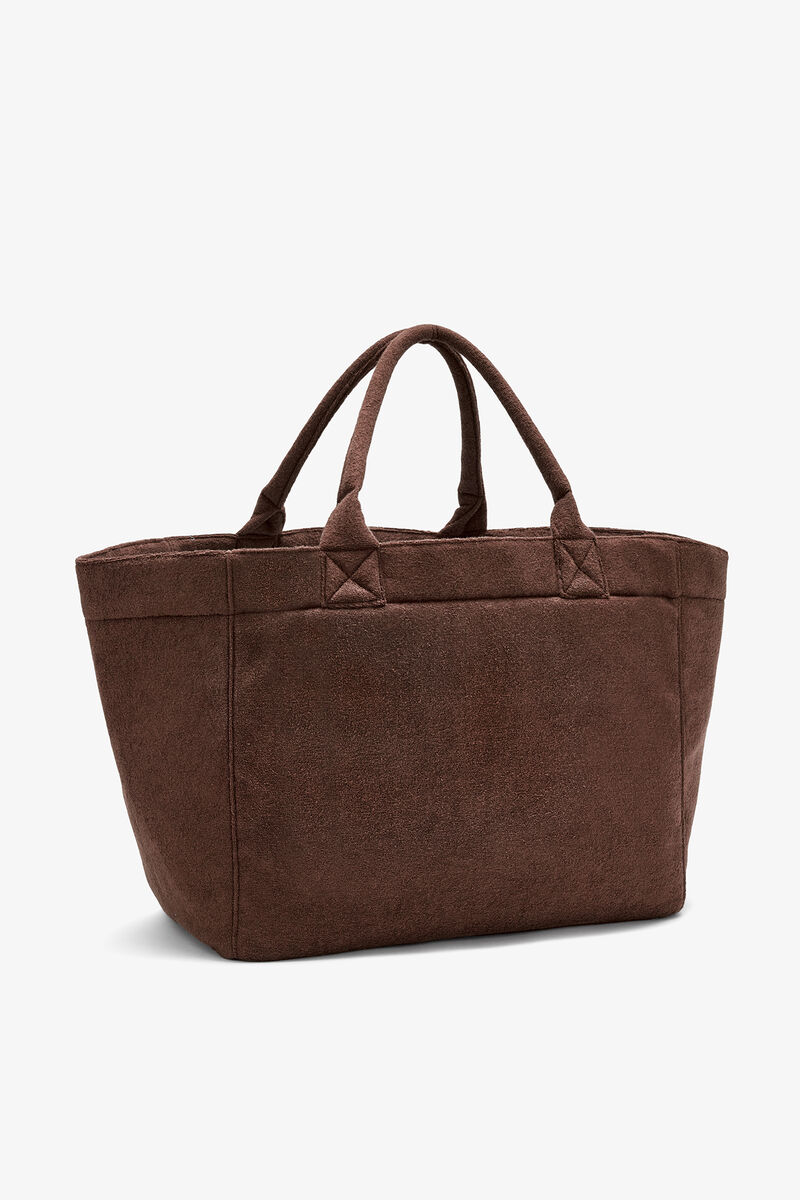 Tote XXL in Brown, Recycled Cotton, in colour Chicory Coffee - 2 - GANNI