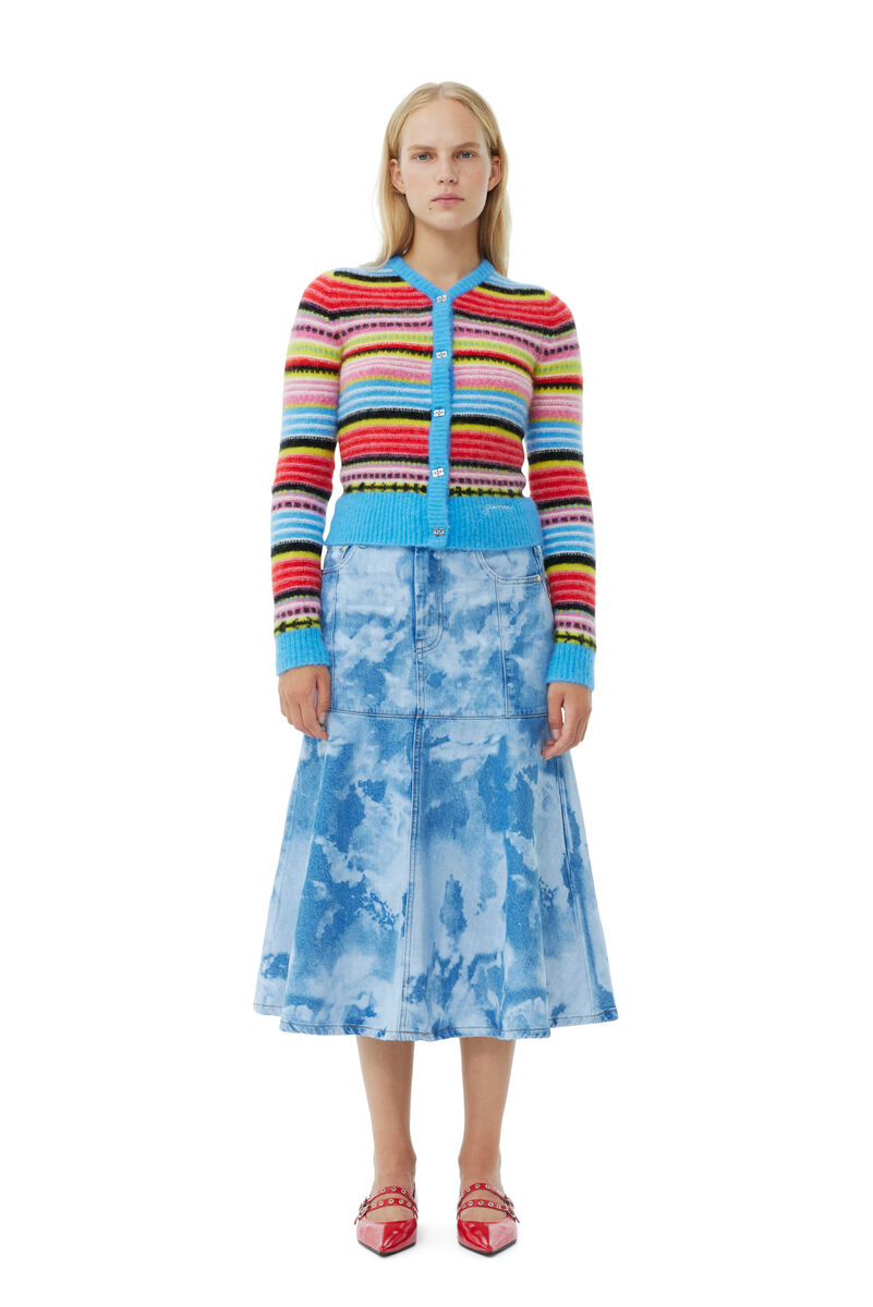 Striped Soft Wool-cardigan, Alpaca, in colour Multicolour - 2 - GANNI